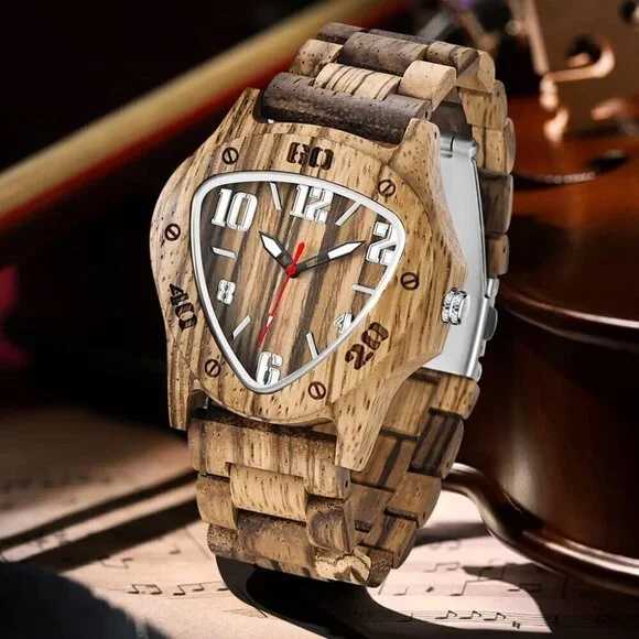 ✨Dentlity Analog Quartz Mens Brown Wooden Lightweight Wrist comfortable Watches